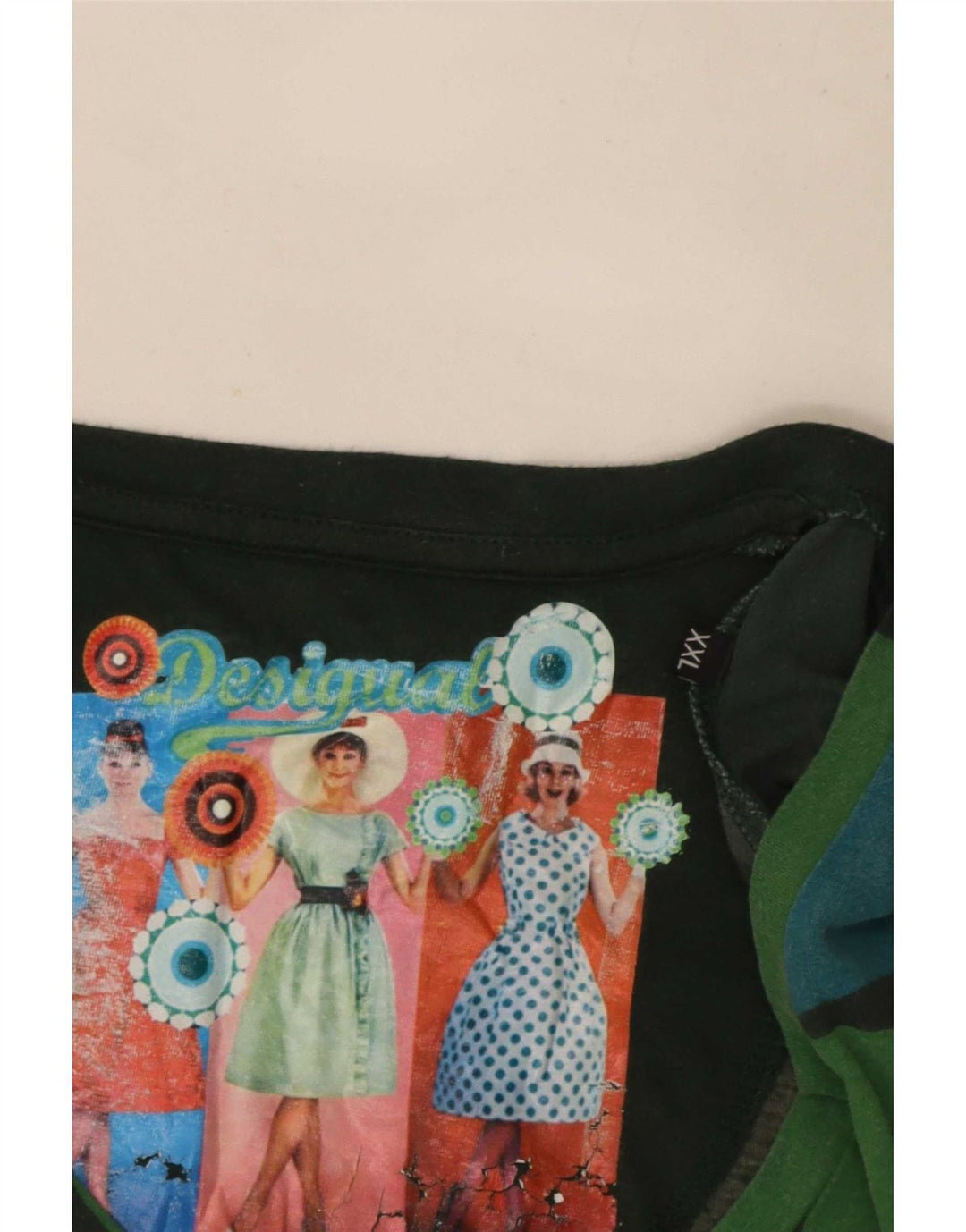 Desigual Womens Graphic Top manica lunga UK 20 2XL multicolore geometrico