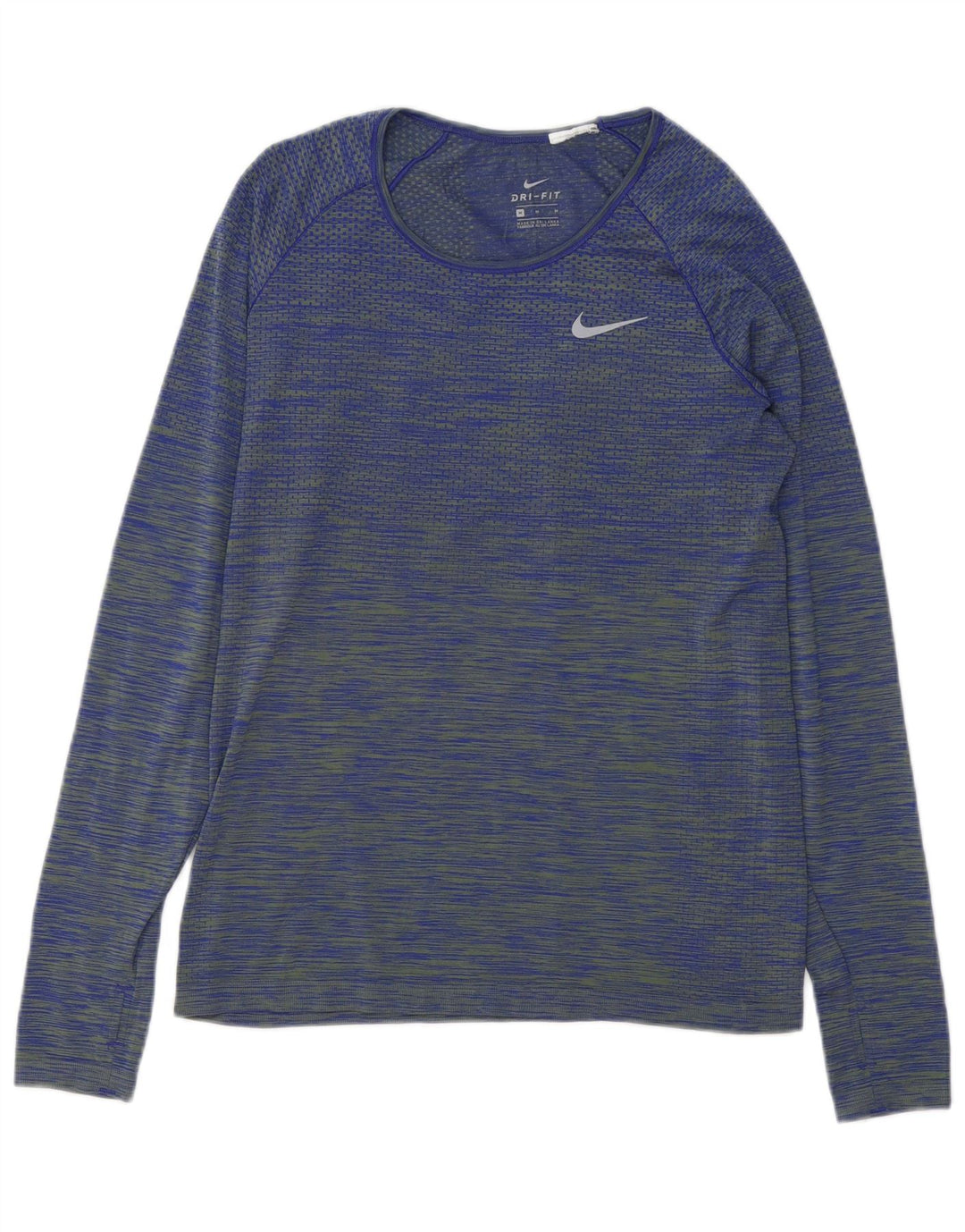Top Nike Dri Fit da donna a maniche lunghe UK 12 a righe blu medio