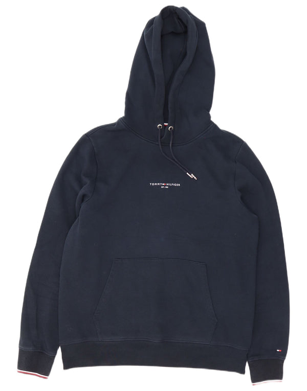Maglione con cappuccio da uomo Tommy Hilfiger XL in cotone blu navy