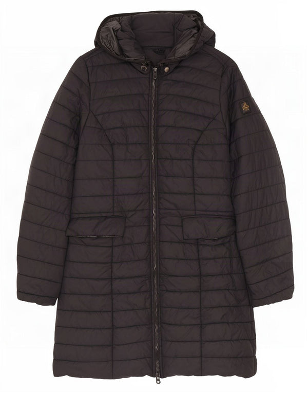 Piumino Donna Refrigiwear con Cappuccio IT 48 Large Nero Poliammide