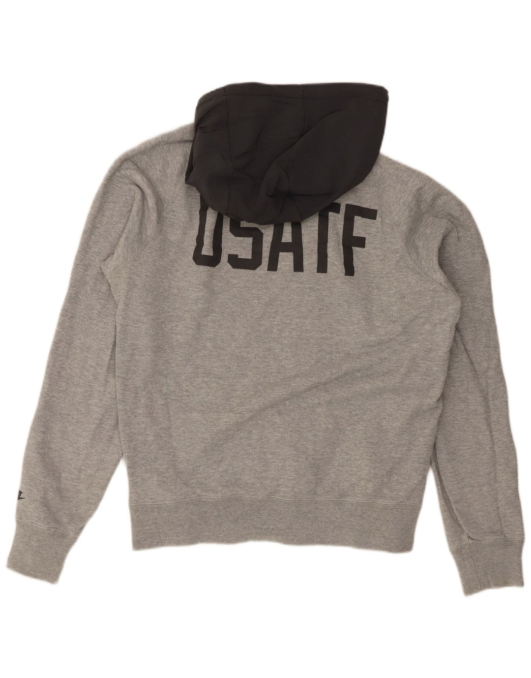 Felpa con cappuccio e zip grafica Nike da uomo in cotone color block grigio medio