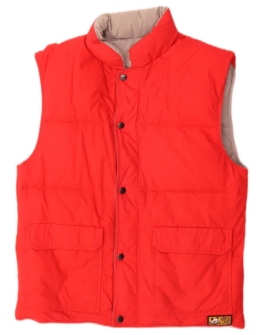 Gilet imbottito reversibile da uomo vintage UK 38 cotone rosso medio