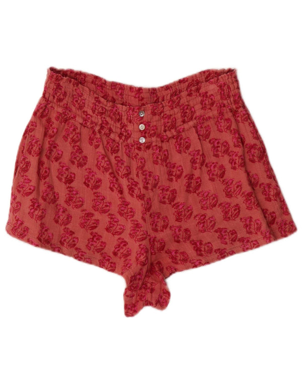 Zara Womens High Waist Hot Pants Small W26 Pink Floral Cotton