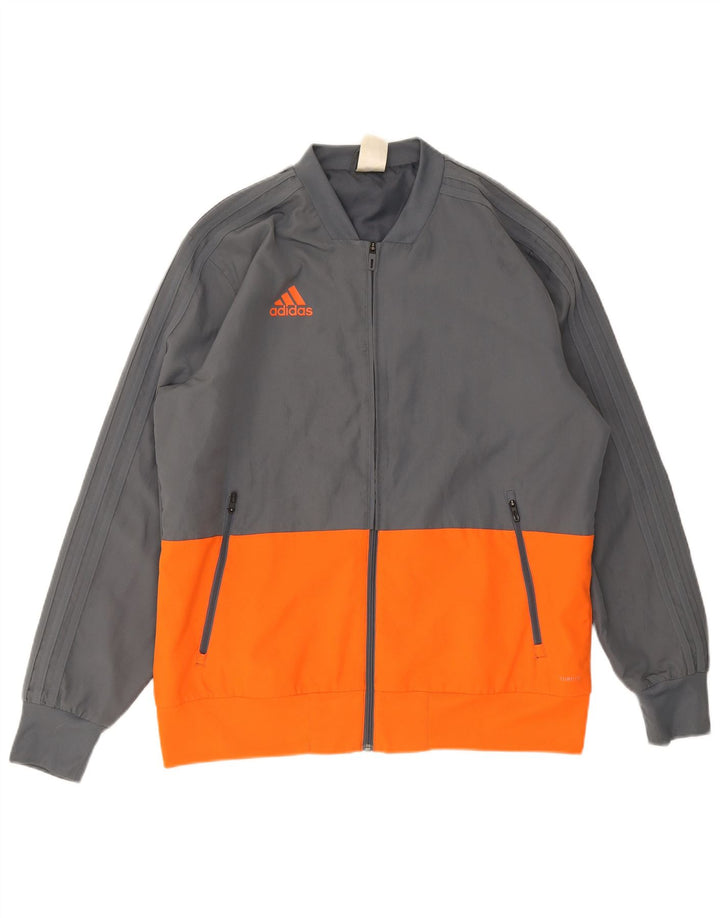 Giubbotto bomber da uomo Adidas UK 40 Large grigio color block in poliestere