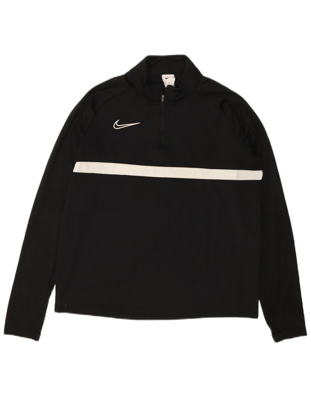 NIKE Maglia da ginnastica da uomo Dri Fit con zip e collo, grande, color block nero