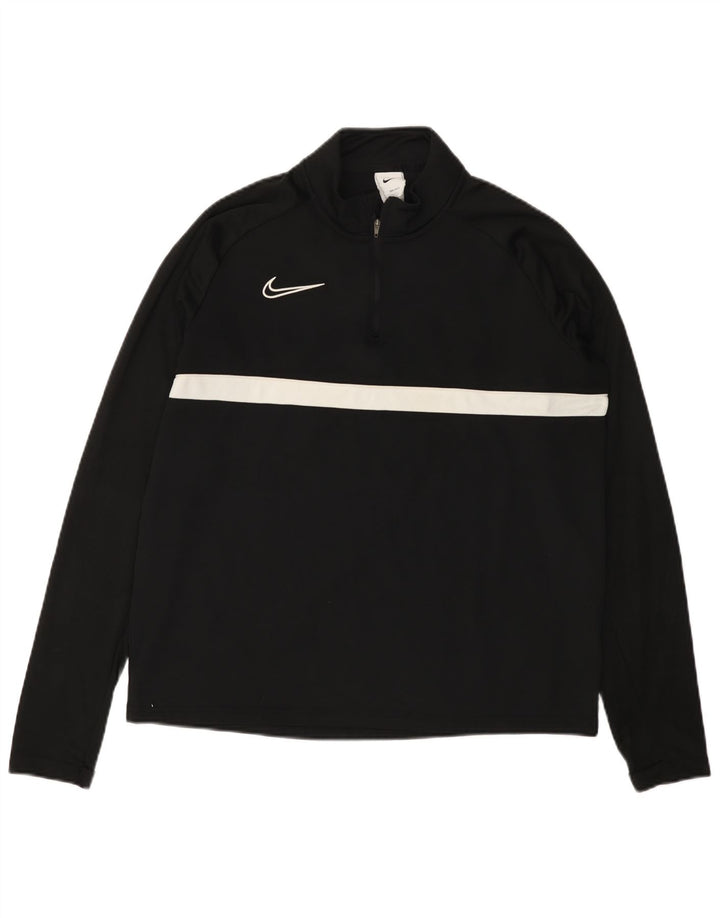 NIKE Maglia da ginnastica da uomo Dri Fit con zip e collo, grande, color block nero