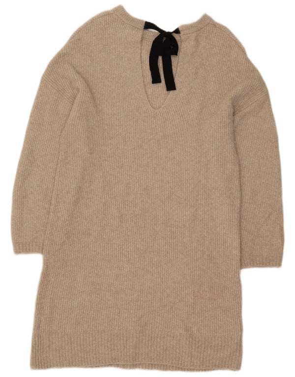 Massimo Dutti Abito maglione oversize da donna con maniche a 3/4 UK 10 Small Beige