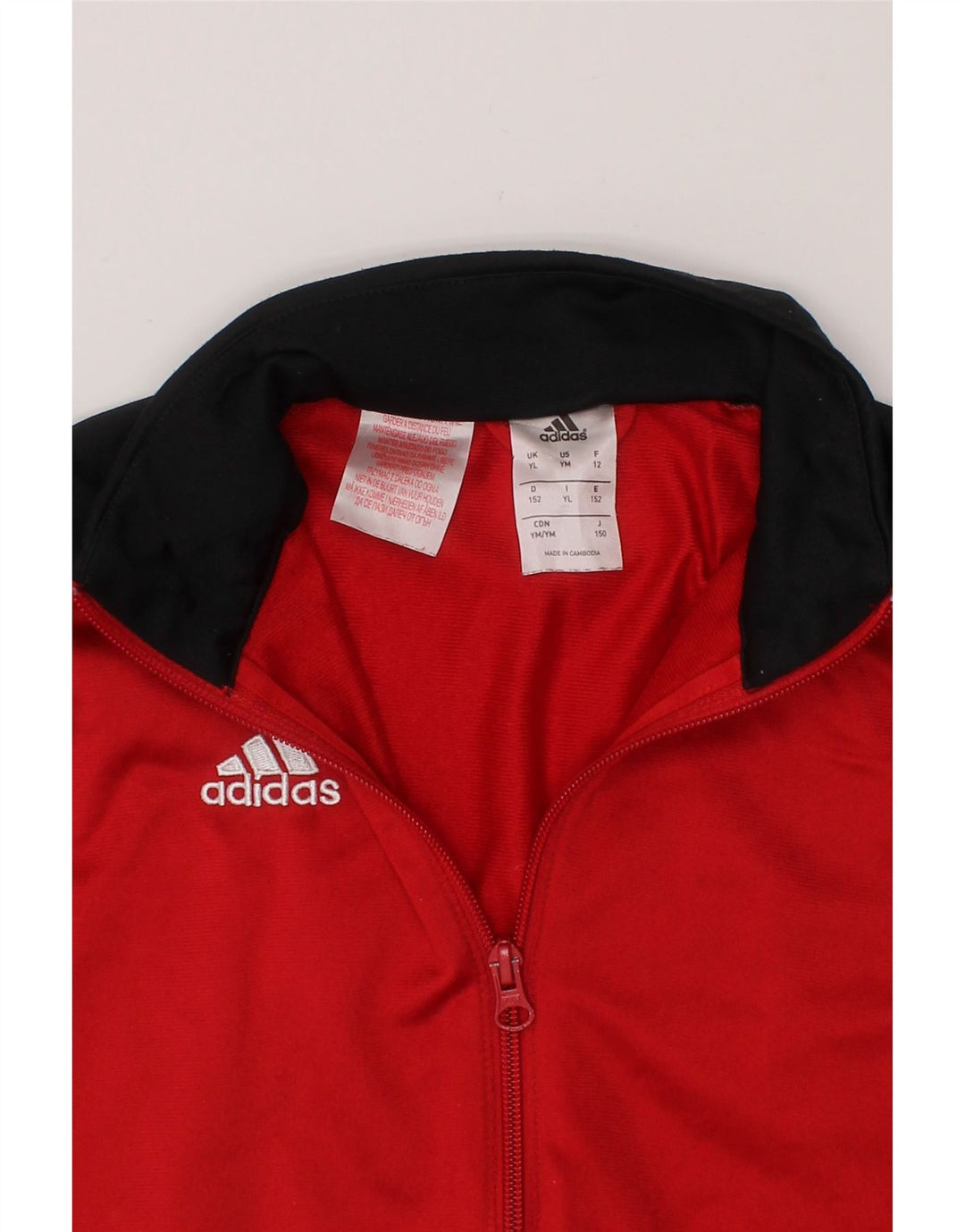 ADIDAS Boys Tracksuit Top Jacket 11-12 Years Red Colourblock Polyester Vintage Adidas and Second-Hand Adidas from Messina Hembry 
