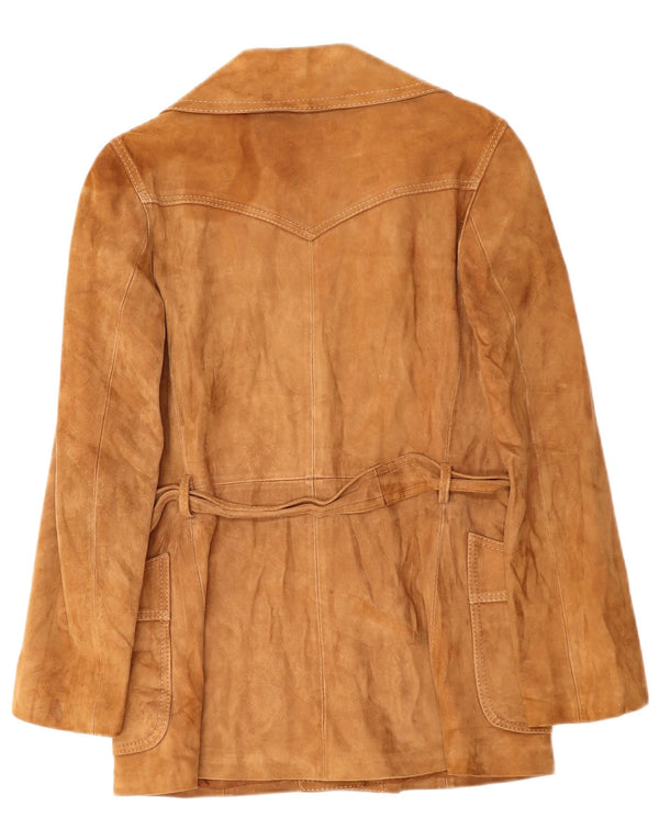 Giacca in pelle scamosciata da donna VINTAGE UK 14 Marrone medio