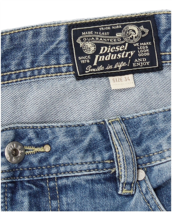 DIESEL Pantaloncini di jeans invecchiati da uomo W34 grandi cotone blu