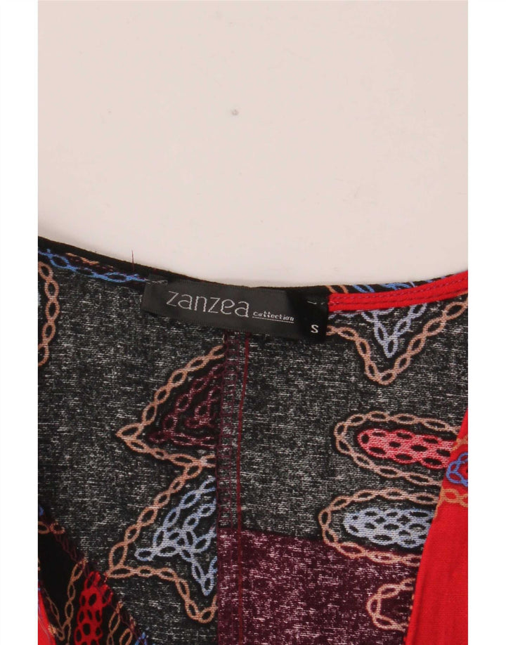 Abito lungo senza maniche da donna vintage UK 10 Piccolo patchwork multicolore