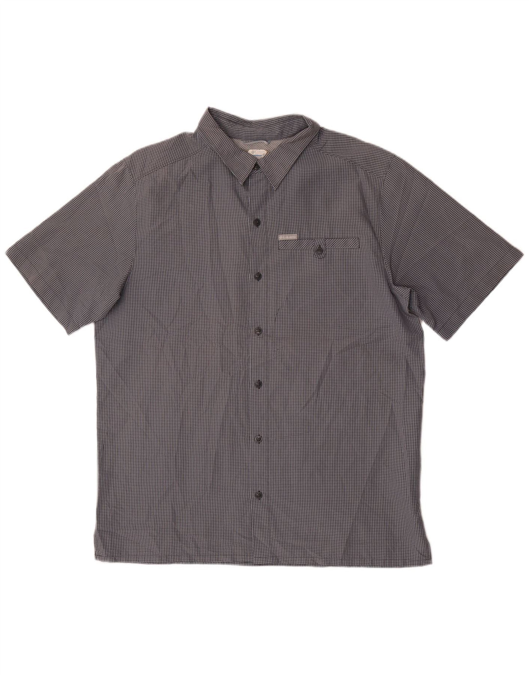 Camicia a maniche corte da uomo Columbia a quadri grigi grandi