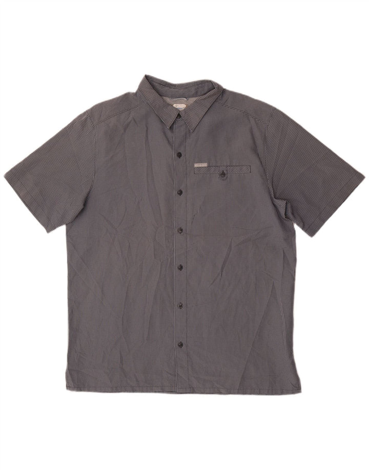Camicia a maniche corte da uomo Columbia a quadri grigi grandi