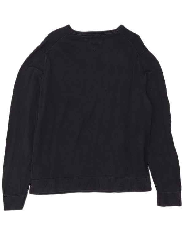 Maglione maglione con scollo a V da uomo Tommy Hilfiger 2XL cotone blu navy