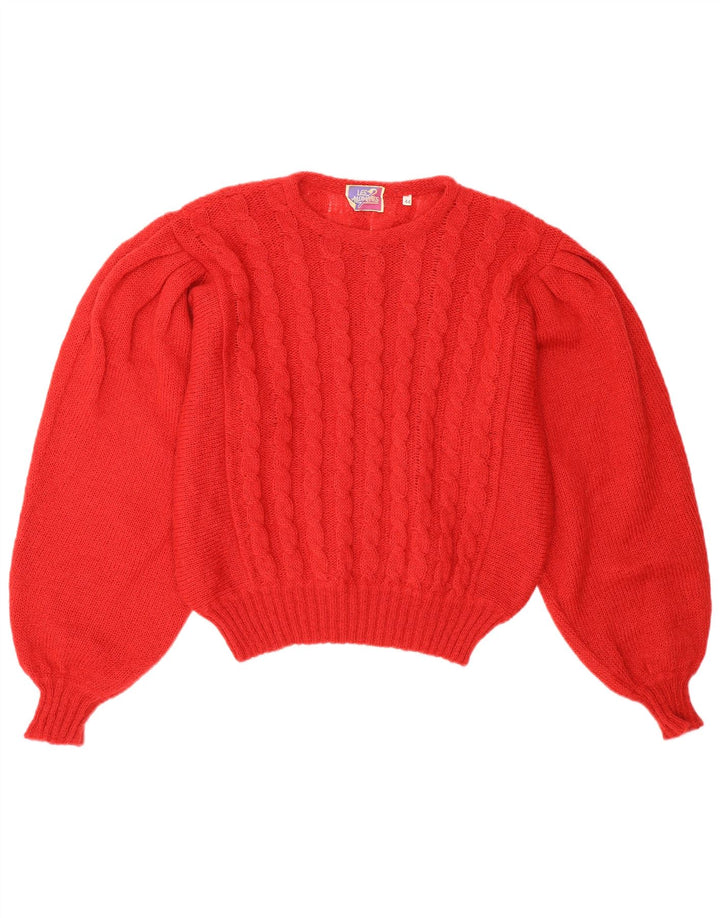 Maglione maglione girocollo da donna vintage IT 44 Mohair rosso medio