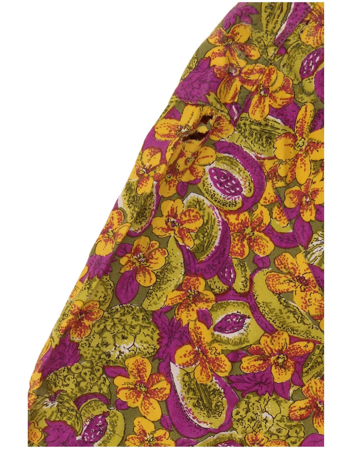 Camicia vintage da uomo a maniche corte in viscosa floreale multicolore media