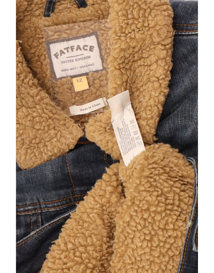 FAT FACE Giacca in denim Sherpa da donna UK 12 Cotone blu medio