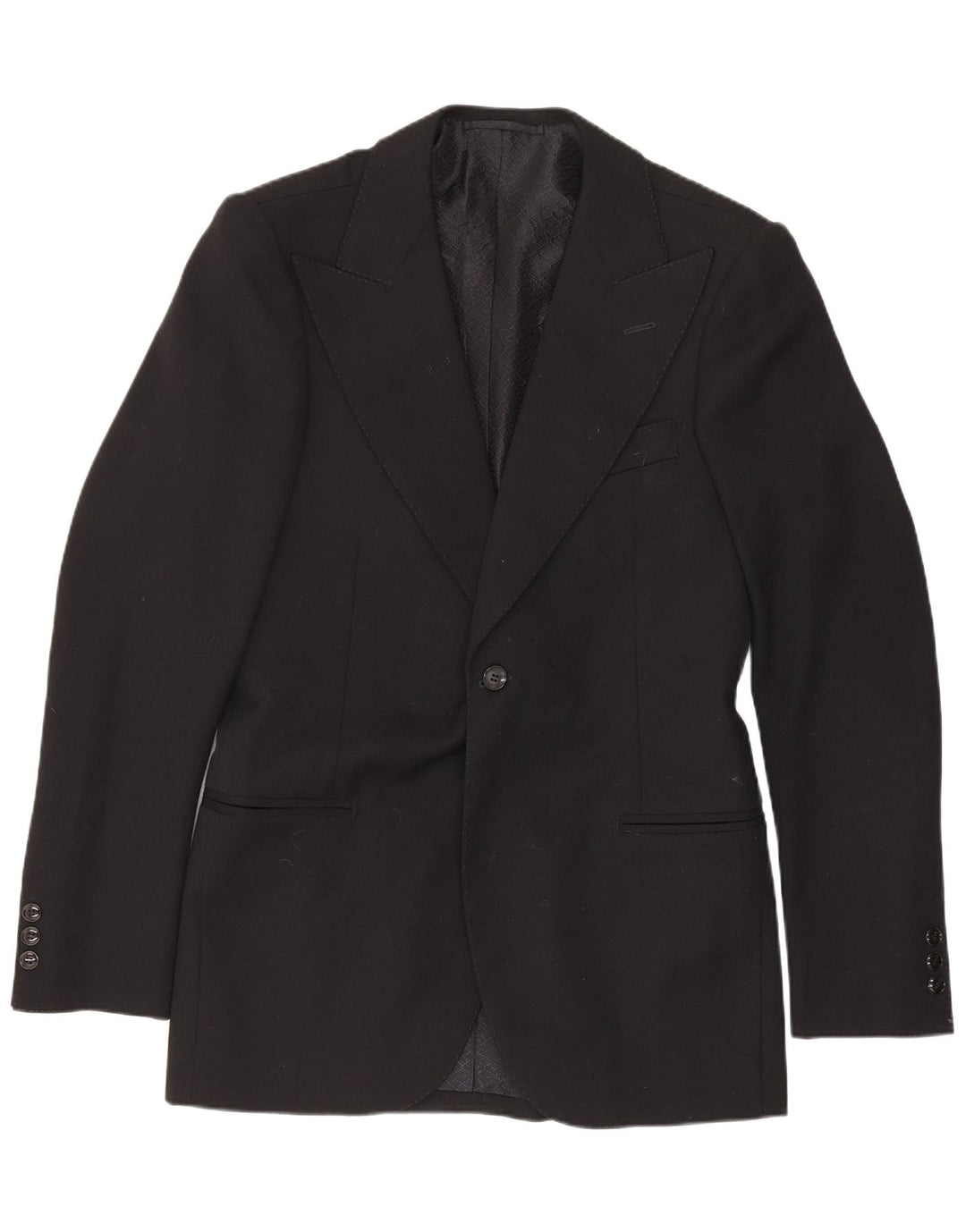 Giacca blazer vintage da uomo a 1 bottone UK 36 piccola classica nera