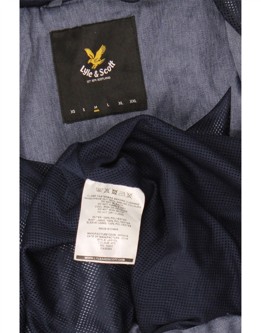 Giacca antipioggia da uomo con cappuccio Lyle & Scott UK 38 poliestere blu medio