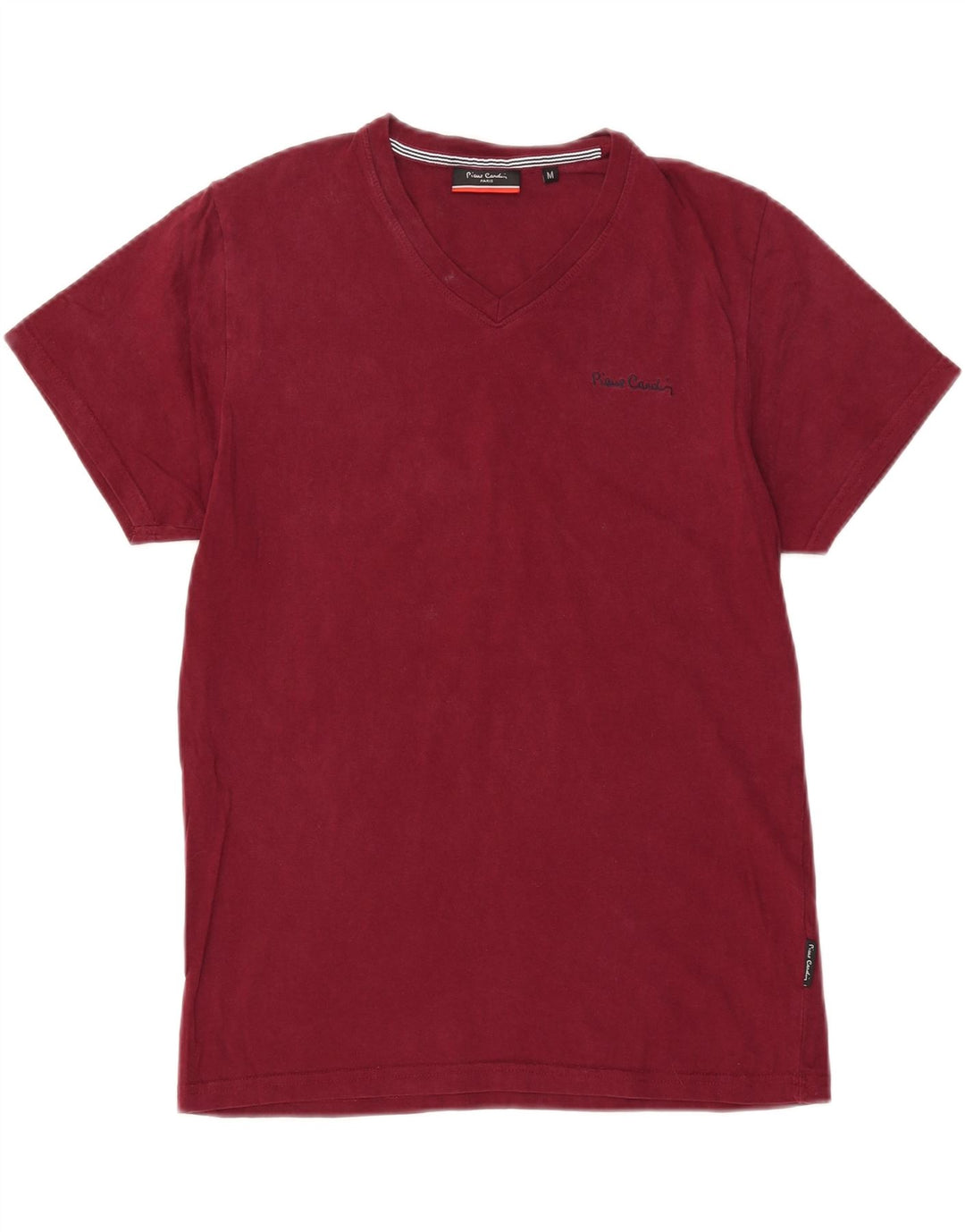 PIERRE CARDIN T-shirt da donna Top UK 14 Medium Maroon Cotton