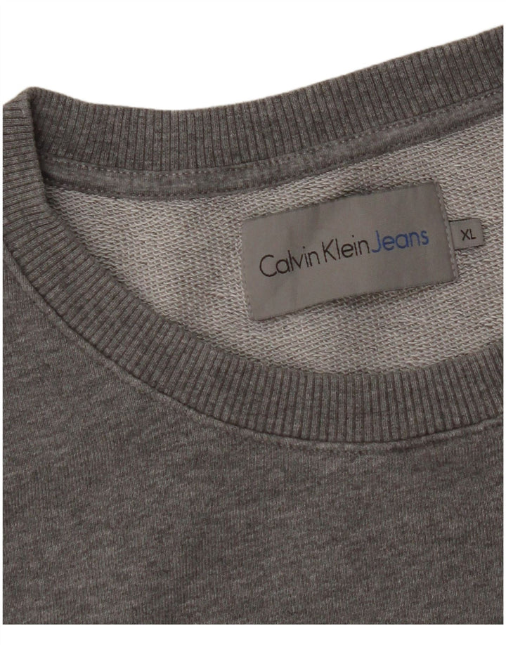 CALVIN KLEIN JEANS Mens Graphic Sweatshirt Jumper XL Grey