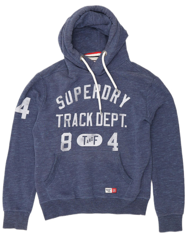 Maglione con cappuccio grafico da uomo Superdry in cotone chiazzato blu navy medio