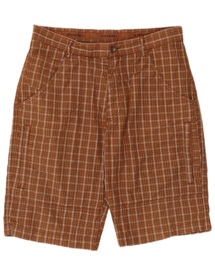 Pantaloncini cargo da uomo Stefanel IT 46 Small W30 Marrone a quadri