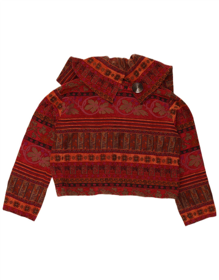 SHE'S CRAZY Giacca blazer oversize corta da donna US 2 XS Borgogna floreale