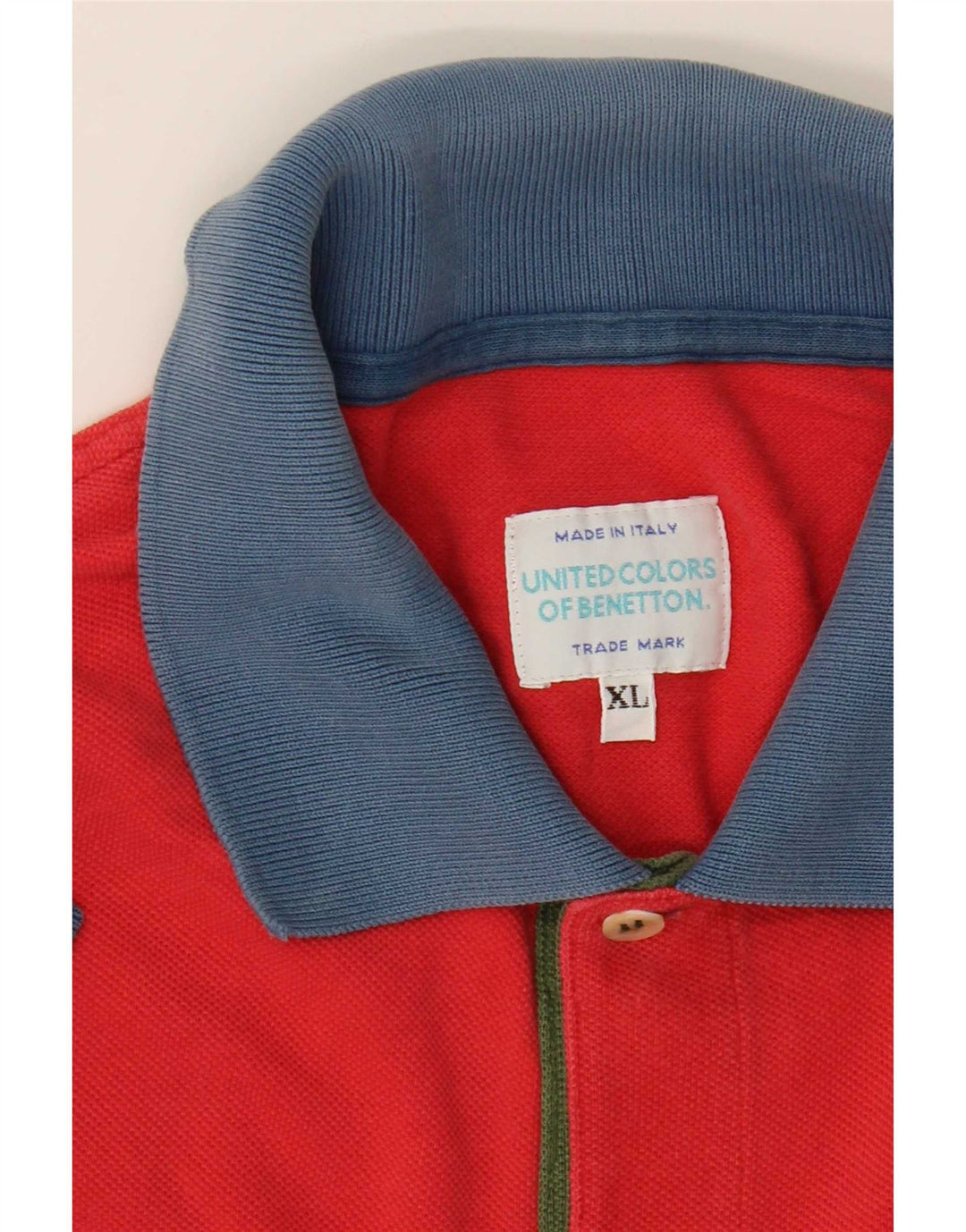 Polo Benetton da uomo XL rossa a blocchi di colore