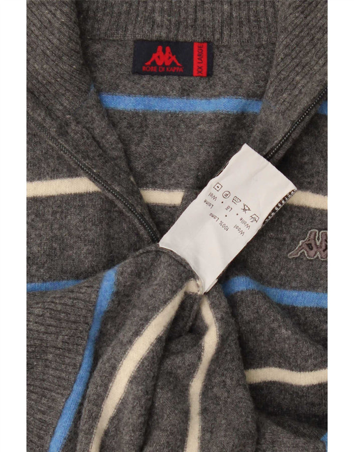 Cardigan da Uomo Kappa 2XL Grigio a Righe in Lana