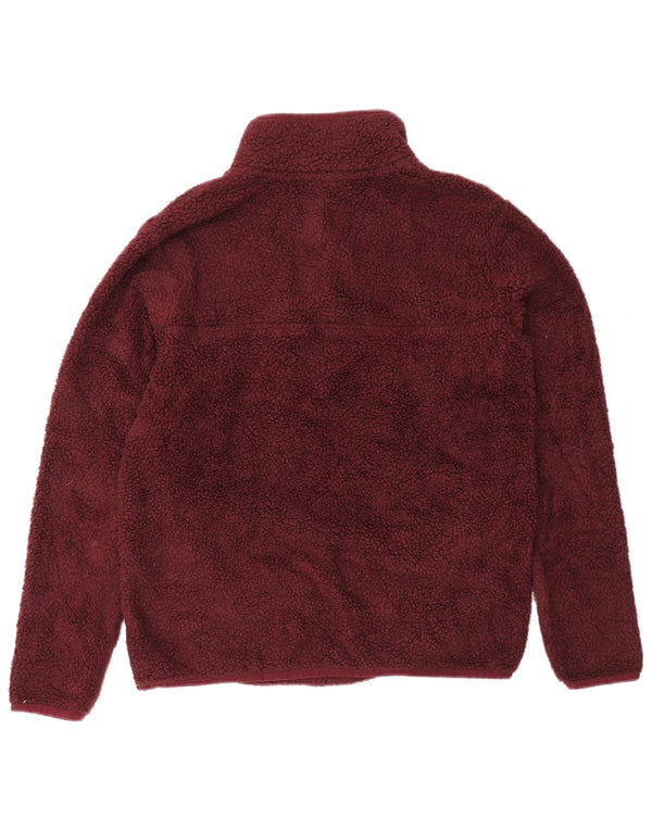 Maglione in pile da donna Eddie Bauer con collo a bottoni UK 14 Borgogna medio