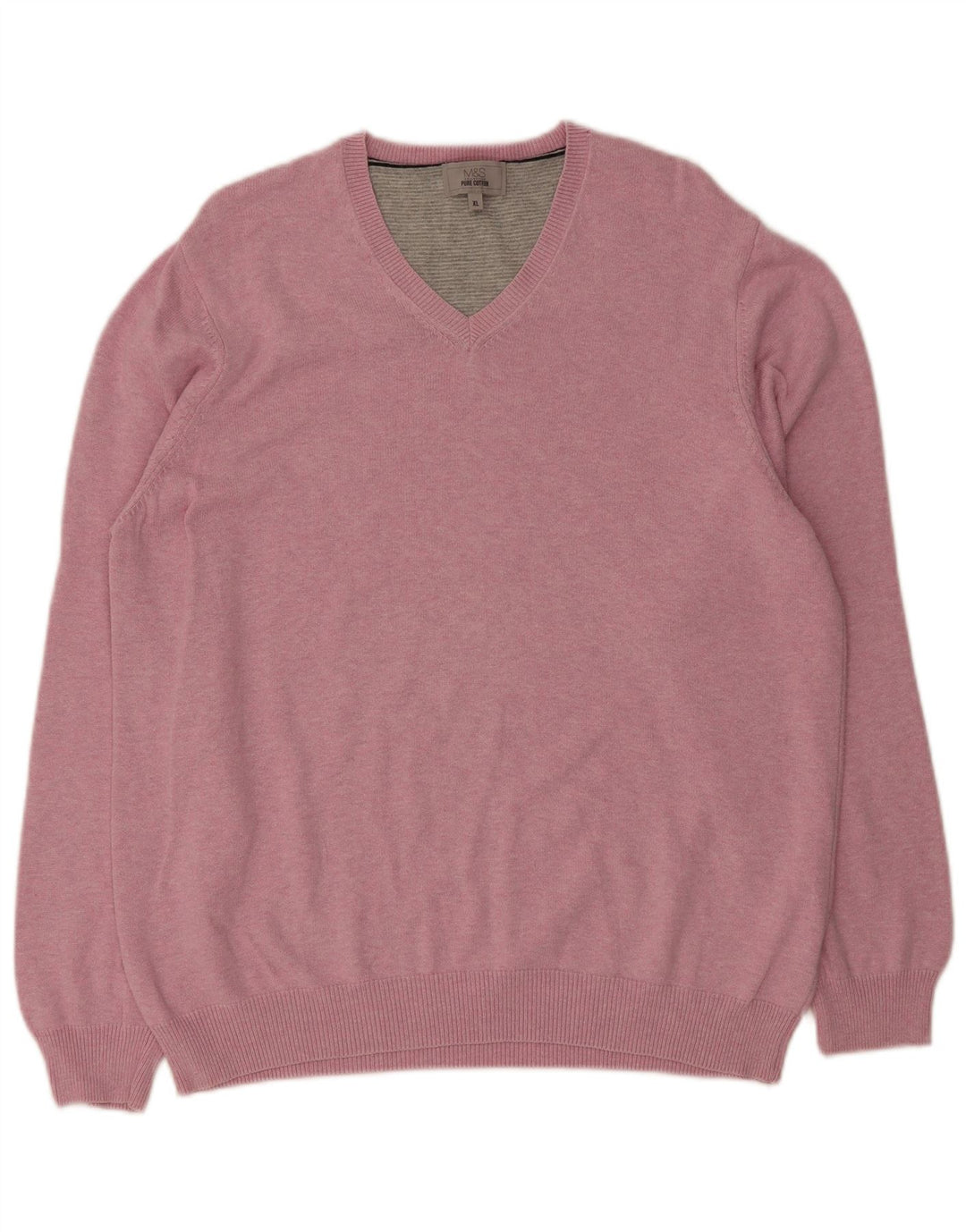 Maglione da uomo con scollo a V Marks & Spencer XL in cotone rosa