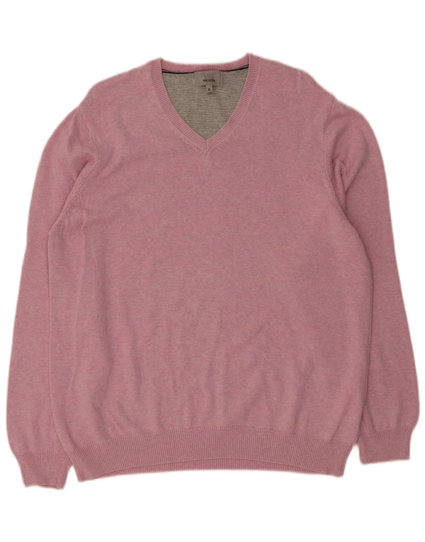 Maglione da uomo con scollo a V Marks & Spencer XL in cotone rosa