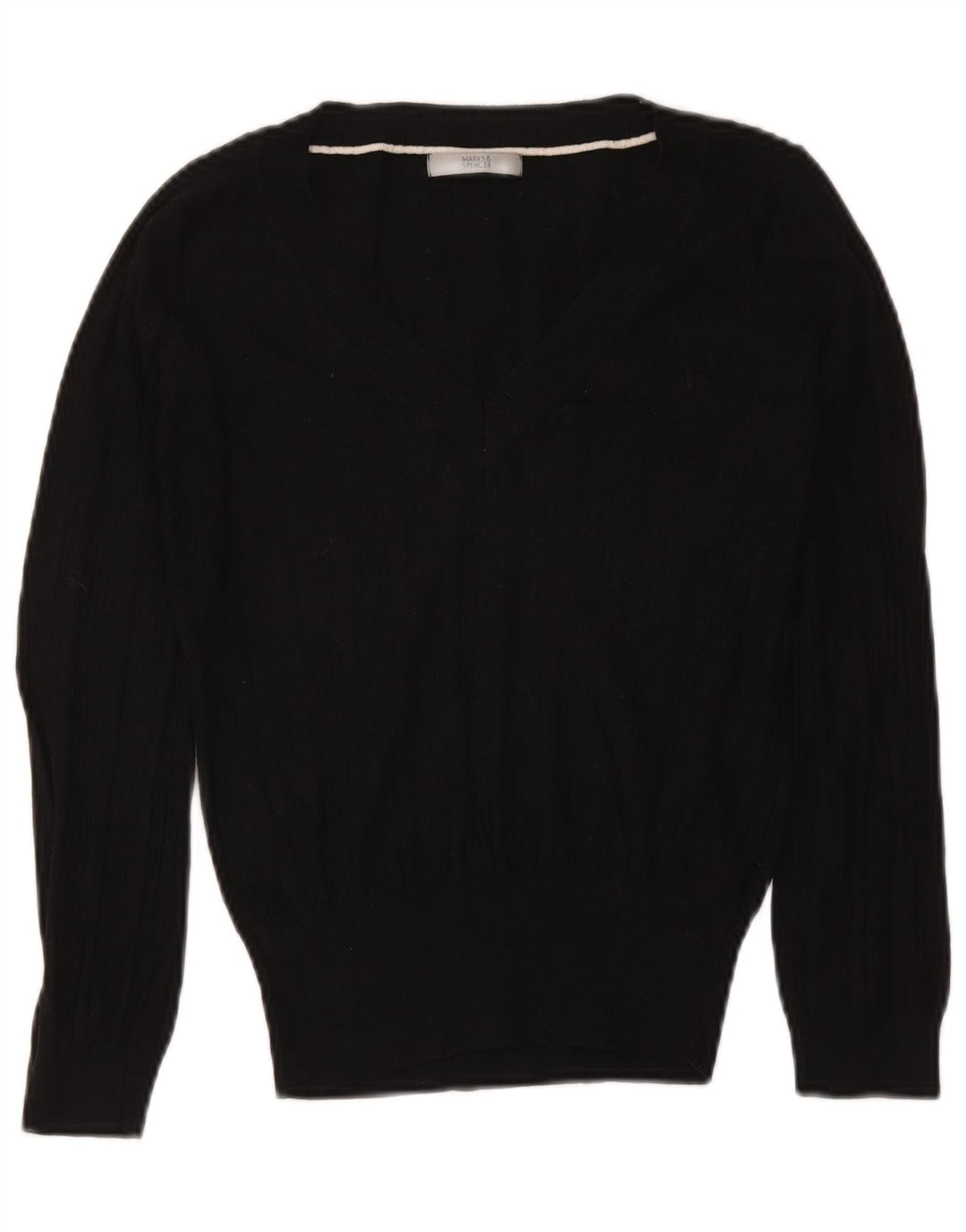 Maglione corto con scollo a V da donna Marks & Spencer UK 12 medio nero