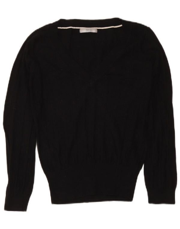 Maglione corto con scollo a V da donna Marks & Spencer UK 12 medio nero