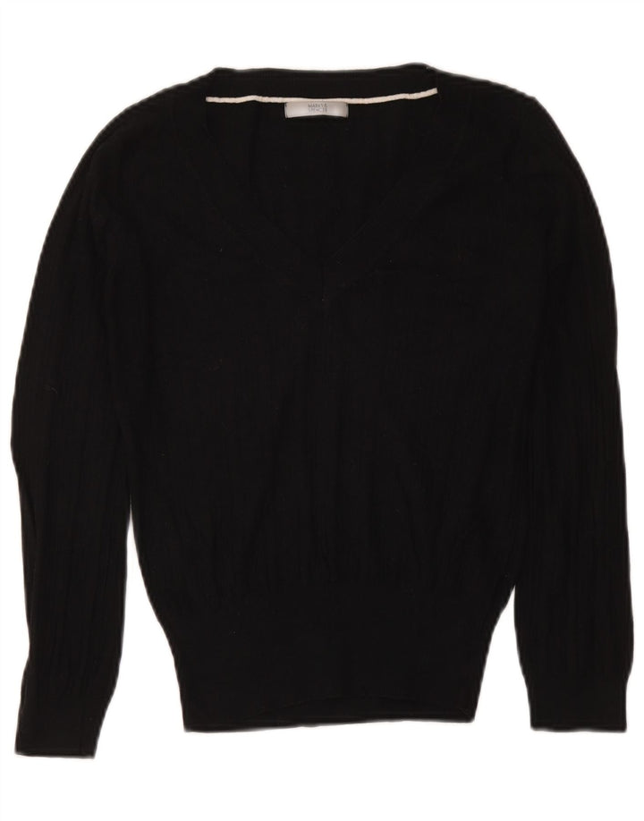 Maglione corto con scollo a V da donna Marks & Spencer UK 12 medio nero