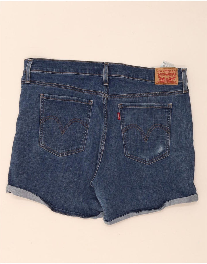 Pantaloncini di jeans invecchiati Levi's da donna W32 Large in cotone blu