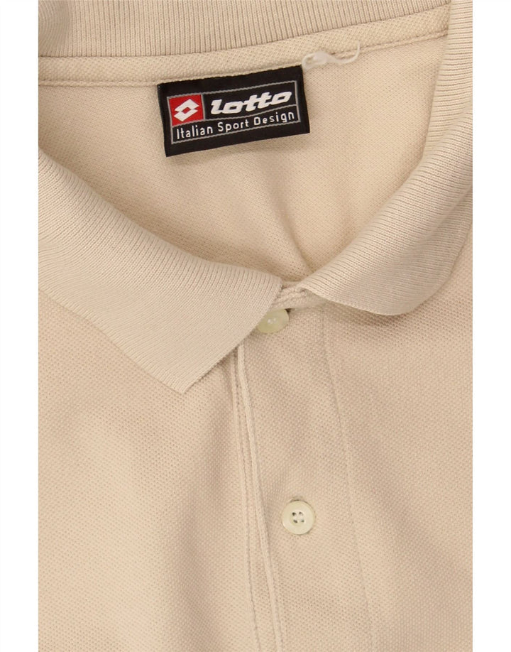 LOTTO Mens Polo Shirt Large Beige Cotton Vintage Lotto and Second-Hand Lotto from Messina Hembry 