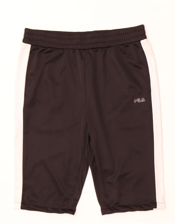 Pantaloncini sportivi da uomo Fila Large in poliestere color block nero