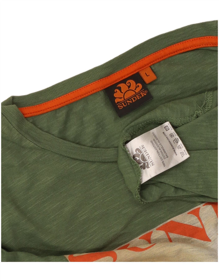 T-shirt grafica da uomo Sundek Top grande in cotone chiazzato verde