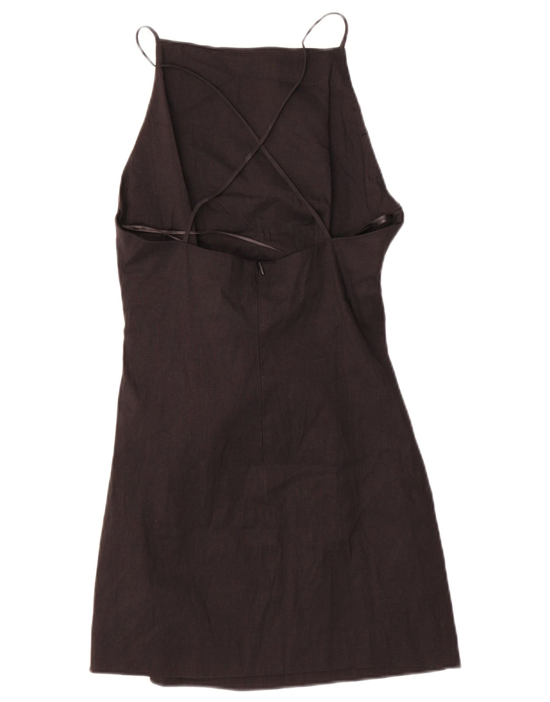 Abito sottoveste da donna Zara UK 12 lino medio nero