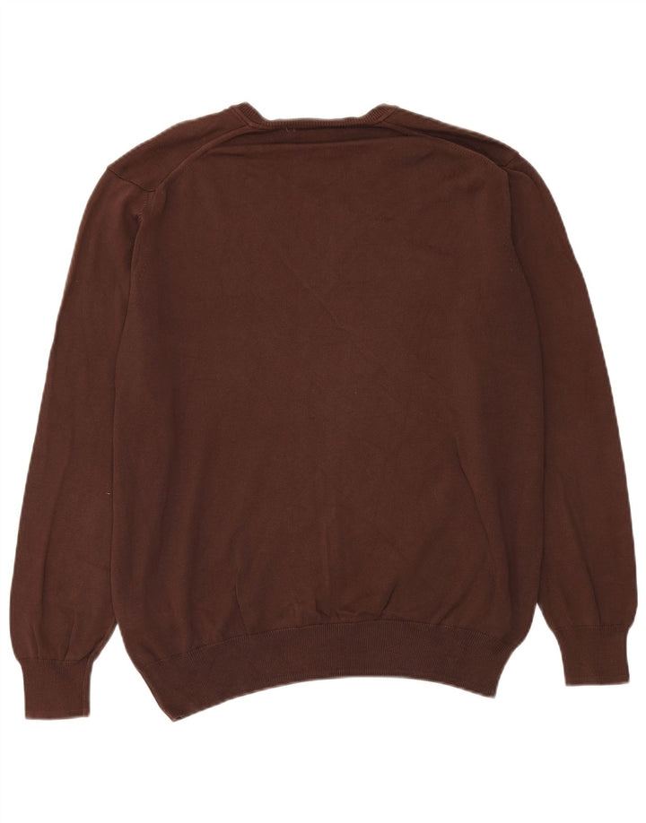 Maglione Zara da uomo con scollo a V XL in cotone marrone