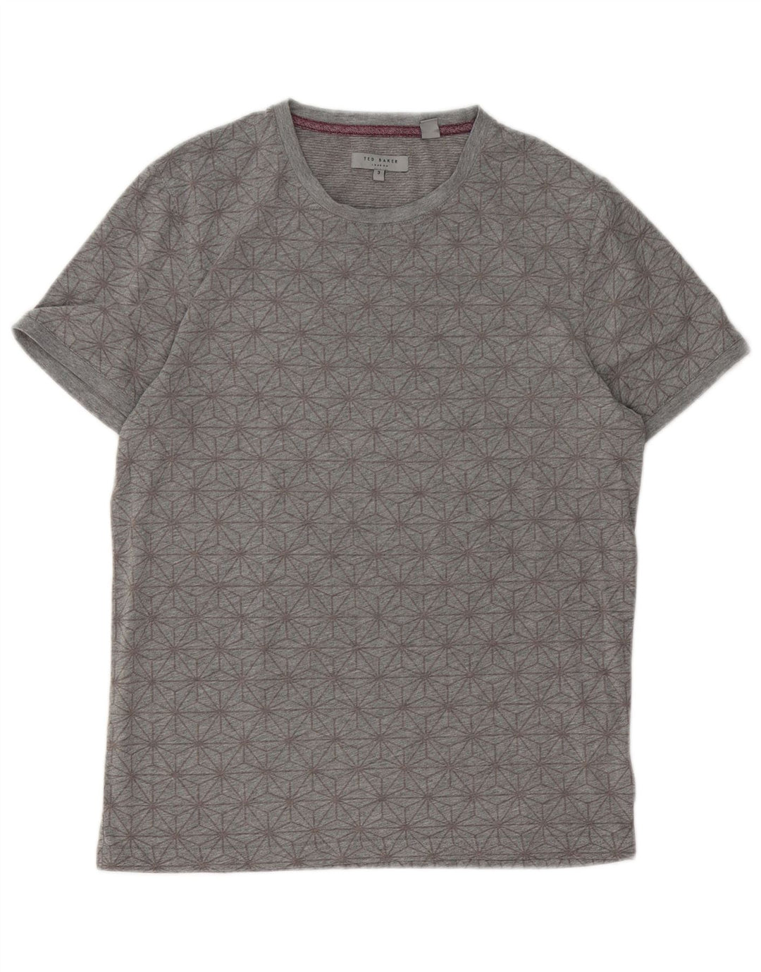 T-shirt grafica da uomo Ted Baker taglia 3 in cotone geometrico grigio medio