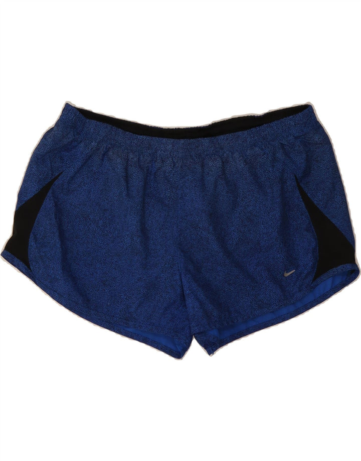 NIKE Womens Sport Shorts UK 16 Large  Blue Colourblock Polyester Vintage Nike and Second-Hand Nike from Messina Hembry 
