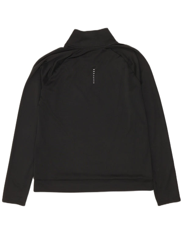 NIKE Womens Dri Fit Graphic Zip Neck Sweatshirt Jumper UK 10 Small Black