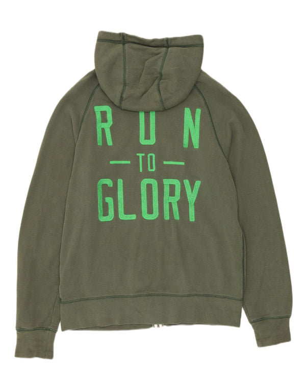 Felpa con cappuccio e zip Nike da uomo in cotone kaki medio