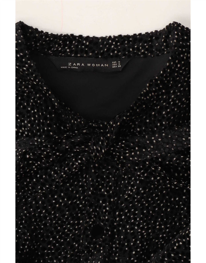 Abito chemisier da donna Zara con cravatta sul davanti UK 14 medio nero maculato