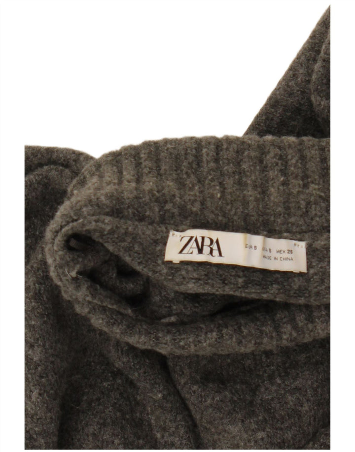 Maglione corto oversize con collo dolcevita corto da donna Zara UK 10 piccolo grigio