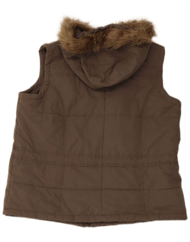 Gilet imbottito con cappuccio da donna Marks & Spencer UK 16 grande poliestere kaki