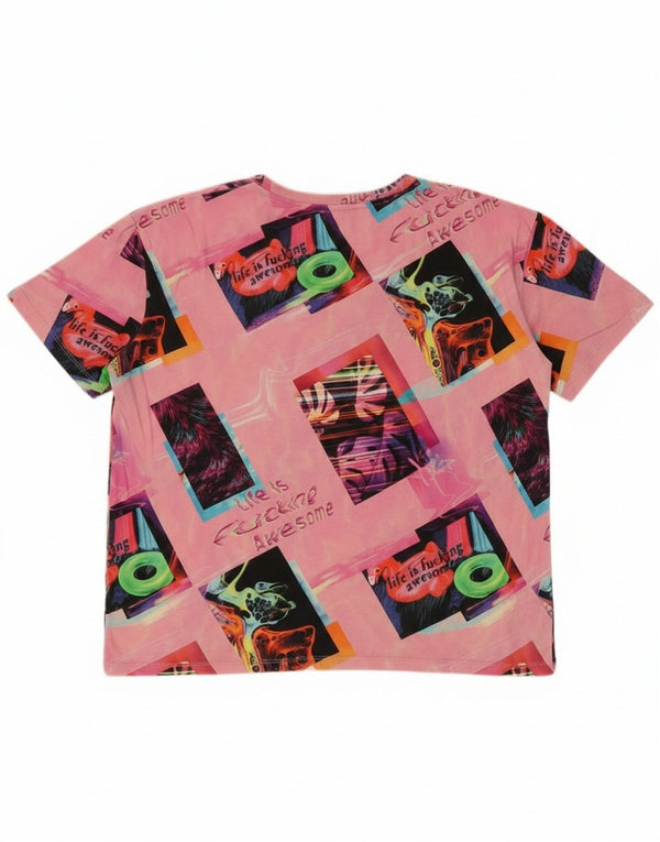 Desigual T-shirt grafica oversize da donna Top UK 10 Small Rosa